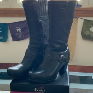 Dansko Rylan Black Leather Mid-Calf Boots, RARE 🤩